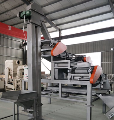Three-stage almond shelling machine